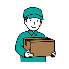 Male deliveryman with cardboard luggage