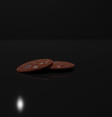 Naklejka premium 3D illustration of chocolate chip cookies