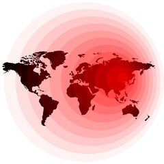 Illustration of the spread of the virus around the world. Coronavirus distribution map. Distribution of the new coronavirus COVID-19 on the map. Covid19 is distributed worldwide. Vector