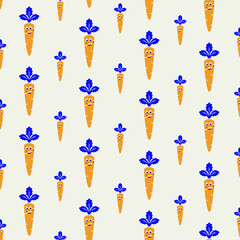 Carrot pattern. Vector image of food in retro style. Scalable, seamless pattern. Print template for packaging, paper, textiles.