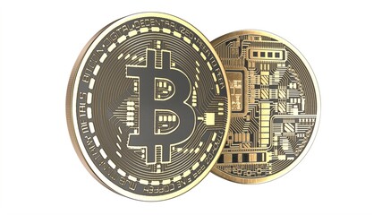 3D rendered illustration of Gold Bitcoin isolated on white