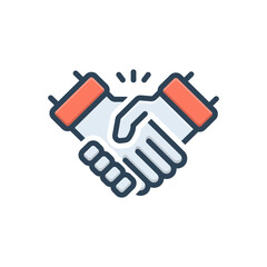 Color illustration icon for handshake
