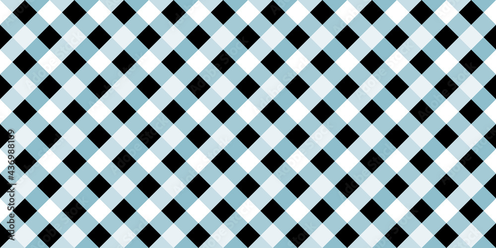 Poster Checkered black and blue seamless repeat pattern background