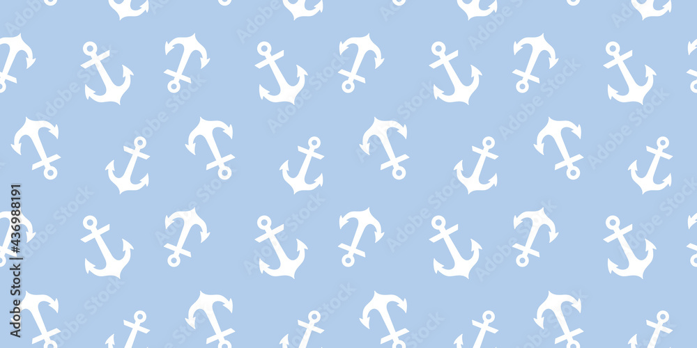 Poster blue and white anchor seamless repeat pattern background