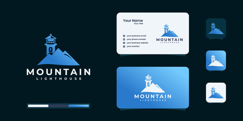 lighthouse with mountain logo inspiration