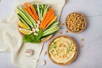 vegetable platter with Greek style hummus