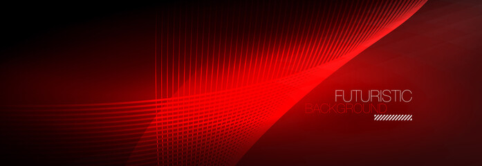 Abstract neon glowing light in the dark with waves. Shiny magic energy and motion concept, vector abstract wallpaper background