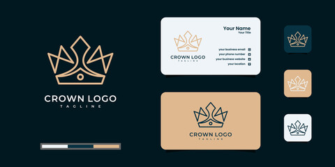 Fototapeta premium Outline crown logo with business card design