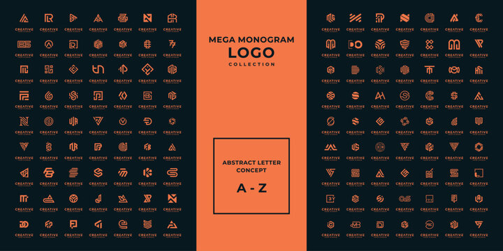 Mega logo collection a to z monogram, abstract, initial, alphabet, and letter logo 