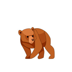 Bear cub frightened. Cartoon character of baby mammal animal. Wild forest creature with brown fur. Vector flat illustration isolated on white background