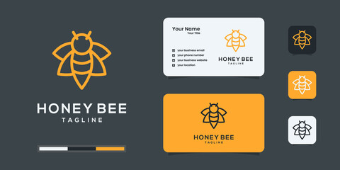 Honey bee logo with modern line art style