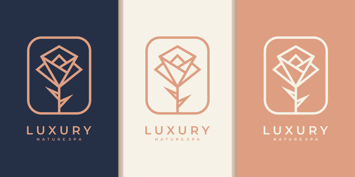Flower logo design with line art style. logos can be used for spa, beauty salon, decoration, boutique.