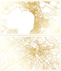 Sofia Bulgaria and Thessaloniki Greece City Map Set.