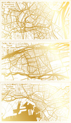 Tours, Toulon and Strasbourg France City Map Set.