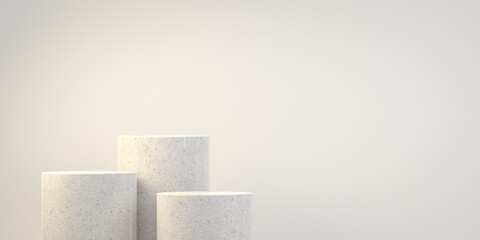 Empty Minimal Basic Step Marble Podium, Copy Space For Text On White Background, 3d Render