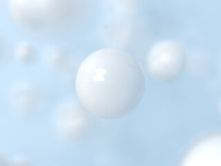 Abstract white bubble background. 3D Scene.