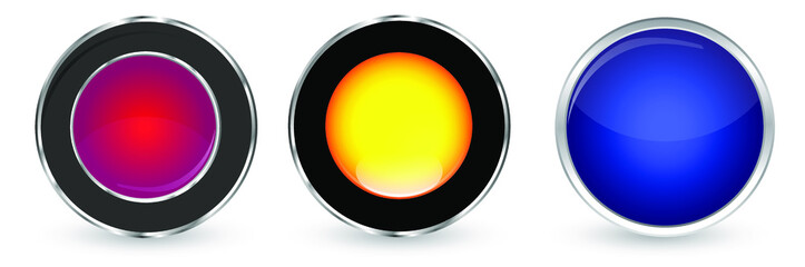 Set of colorful round buttons for website or app. Vector  