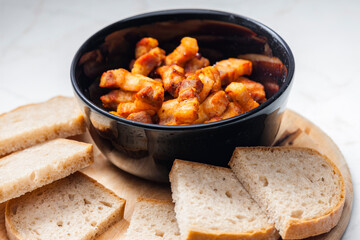 still life of cracklings with bread