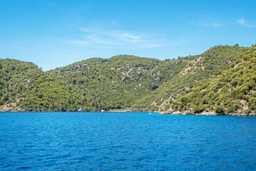 Obraz premium Gocek is famous for its natural beauty and crystal clear sea among the sailors not only in Turkey but also abroad, is surrounded by 12 islands in Turkey
