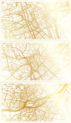 Nimes, Nantes and Nancy France City Map Set.