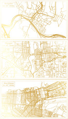 Olympia, New Orleans and Montpellier USA City Map Set.