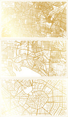 Melbourne Australia, Milan Italy and Mexico City Map Set.