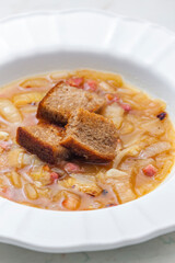 onion soup with roasted bread