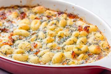 baked gnocchi with salmon and dill sauce