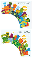 Saitama and Kawasaki Japan City Skyline Set.