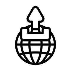 Globe With Upload Symbol Icon