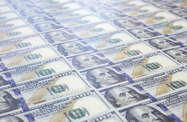 A lot of Money background. Dollars currency notes. Inflation rate. Economic crisis. Сurrency devaluation. Successful business. Close up, soft focus.