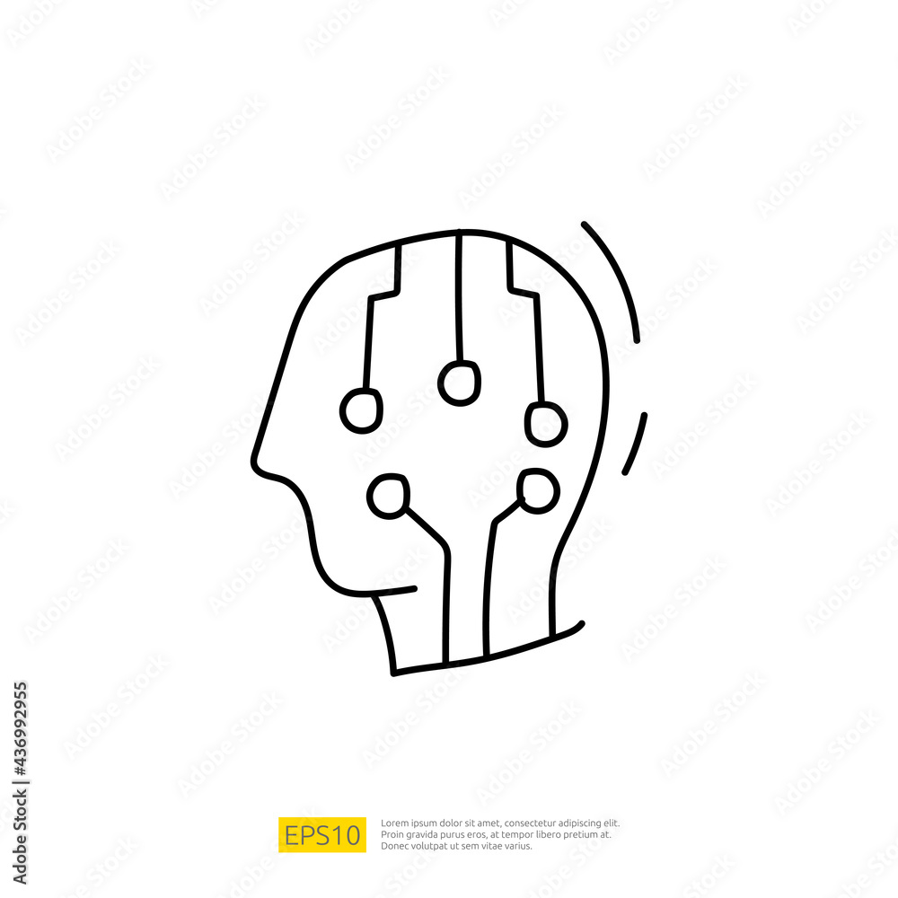 Poster artificial intelligence ai concept with circuit board data and artificial brains chip for engineerin