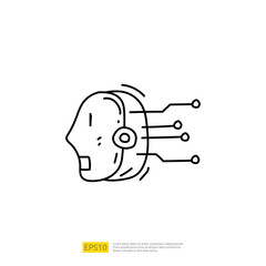 Artificial intelligence AI concept with circuit board data and artificial brains chip for engineering, development, brainstorming sign. Hand drawn doodle icons vector illustration
