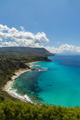 Rock cliff of cape Capo Vaticano, Tyrrhenian Sea, Calabria, Southern Italy