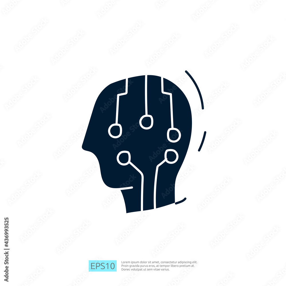 Poster artificial intelligence ai concept with circuit board data and artificial brains chip for engineerin