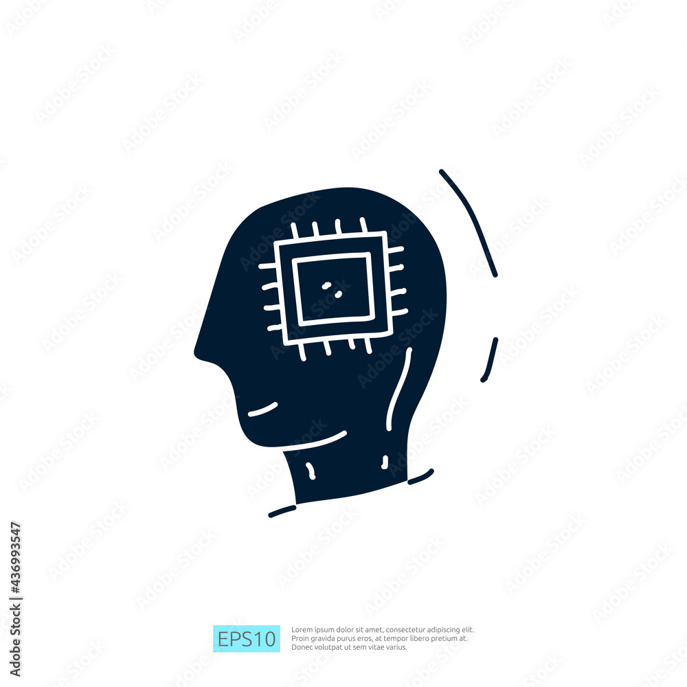 Poster artificial intelligence ai concept with circuit board data and artificial brains chip for inspiratio