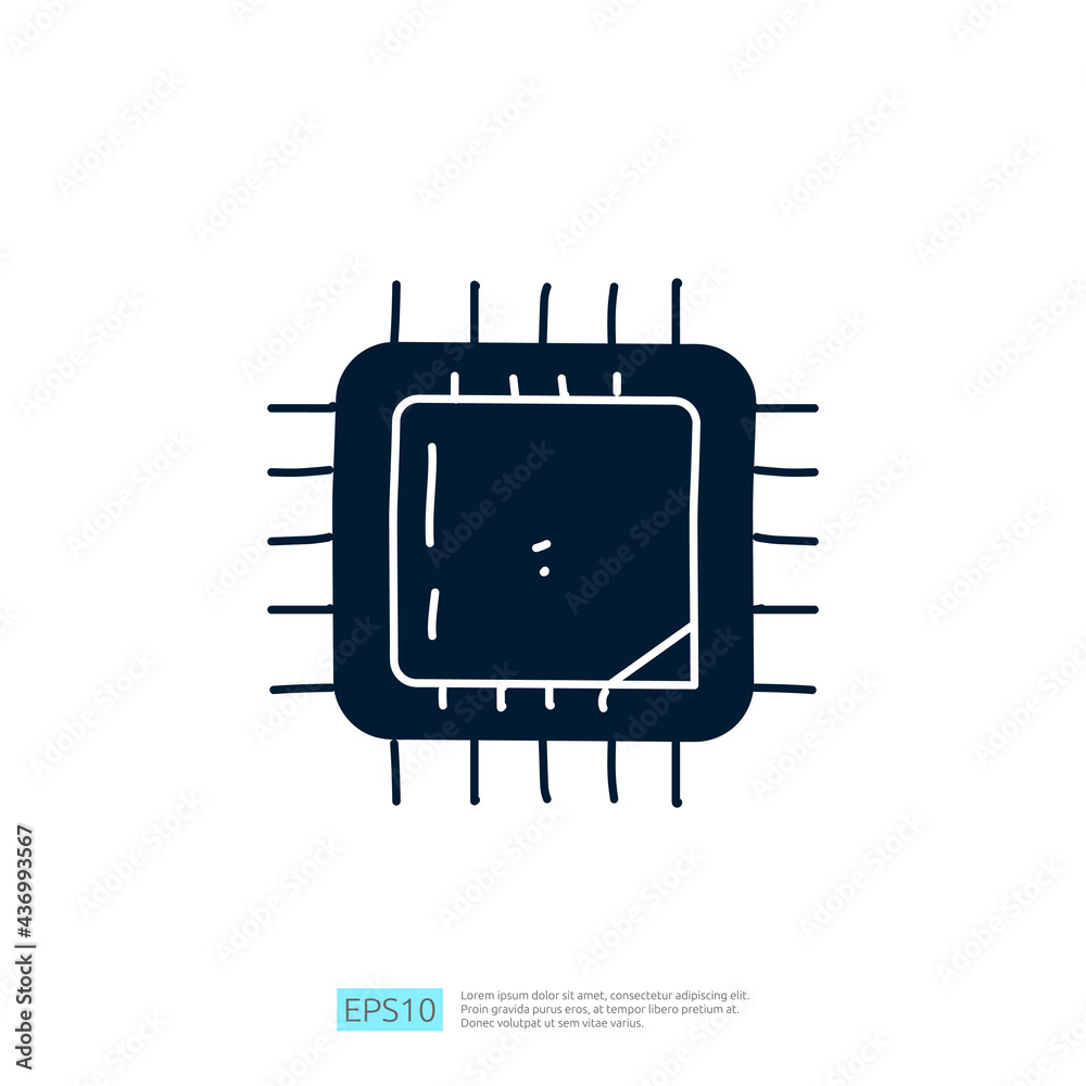 Poster artificial intelligence ai concept with chip circuit board structure for engineering, development, b