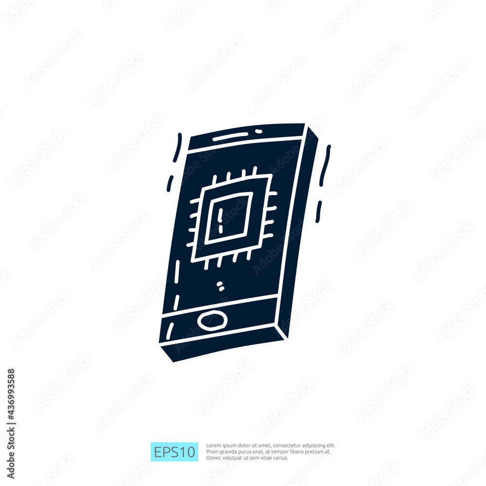 Poster artificial intelligence ai concept with chip circuit board structure on smartphone for engineering, 