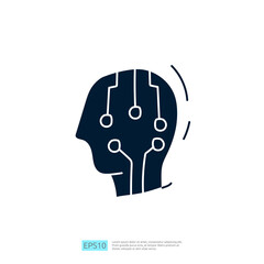 Artificial intelligence AI concept with circuit board data and artificial brains chip for engineering, development, brainstorming sign. Hand drawn doodle icons vector illustration