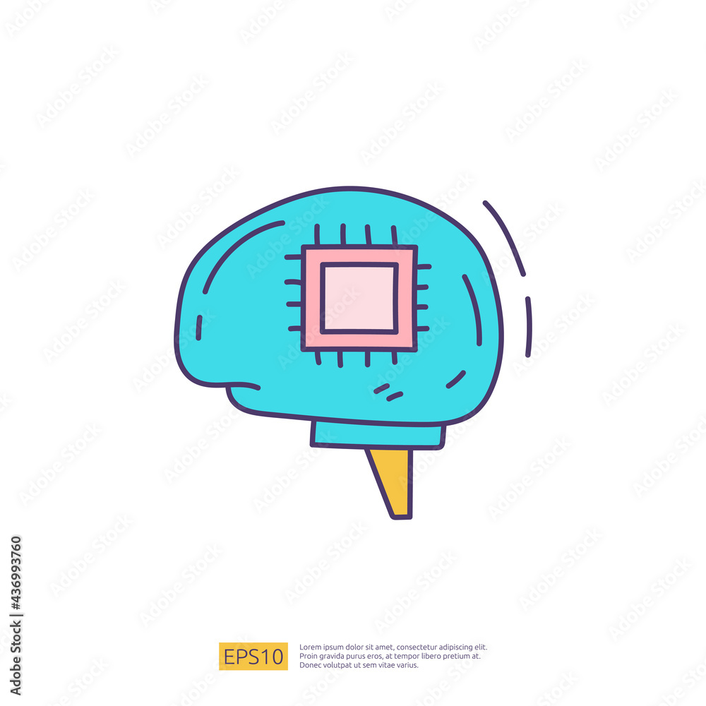 Aufkleber artificial intelligence ai concept with circuit board data and artificial brains chip for engineerin