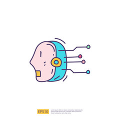 Artificial intelligence AI concept with circuit board data and artificial brains chip for engineering, development, brainstorming sign. Hand drawn doodle icons vector illustration
