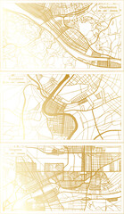 Frankfort, Cheyenne and Charleston USA City Map Set.