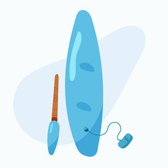 surfboard and paddle. Vector illustration