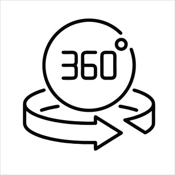 360 degree arrows icon set in flat style. 360 degree view rotation set. 360 degree rotation. Virtual reality. Vertical and horizontal view. Arrow icons.