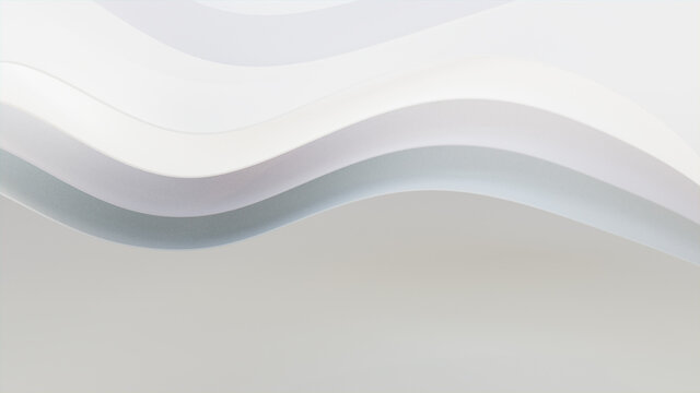 White and Grey 3D Ribbons arranged to create a Multicolored abstract wallpaper. 3D Render with copy-space.  