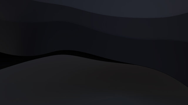 Black 3D Ribbons form a Dark abstract wallpaper. 3D Render with copy-space. 