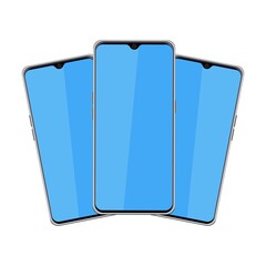 Digital mobile vector illustration with blue screen on a white background, Stylish mobile phone vector for advertisement purpose, Mobile advertisement mockup.