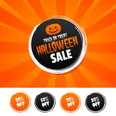 Trick or Treat Halloween Sale banner and 50%, 60%, 70% & 80% Off Marks.