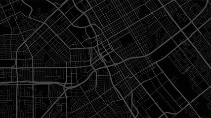 Black and dark grey San Jose city area vector background map, streets and water cartography illustration.