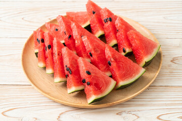fresh watermelon sliced on plate